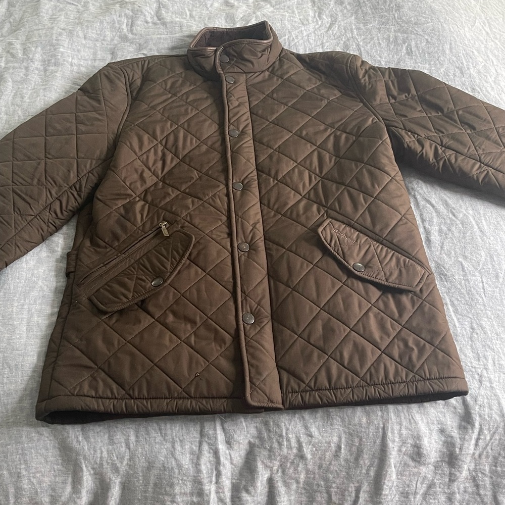 Barbour Powell Quilted Jacket, Size Large, Olive color